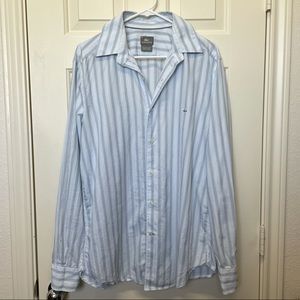 Large Lacoste Light Blue Striped Button Down